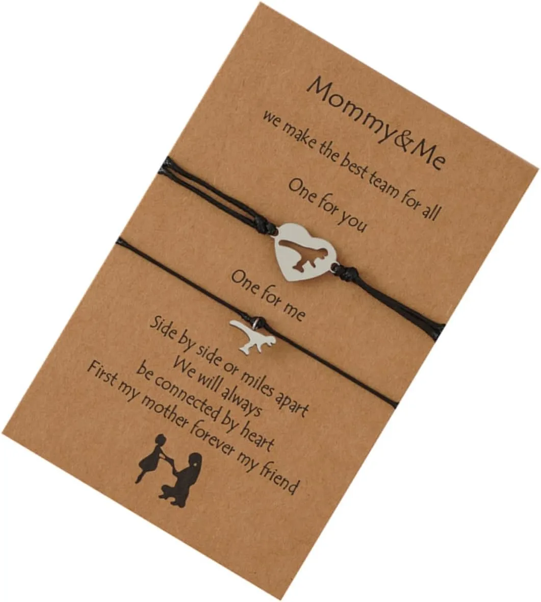 1 Set Dinosaur Matching Bracelet Set for Mother and Braided Present for Mother Day Strengthen with Stylish Accessories