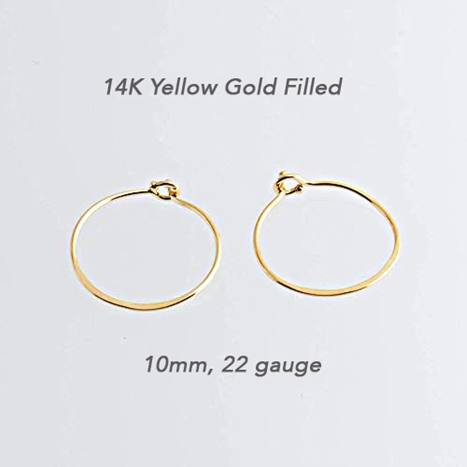 10mm 22 GA Gold Filled Hoop Earrings Cartilage Nose Septum Ear Helix Tragus Piercing (10mm | 22 GA | 14K Gold Filled | Side Hammered)