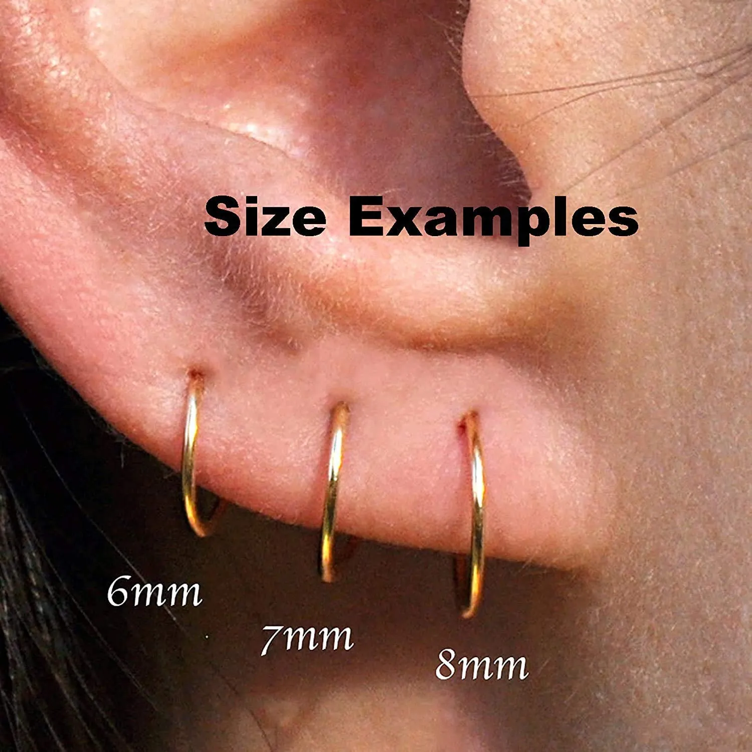 10mm 22 GA Gold Filled Hoop Earrings Cartilage Nose Septum Ear Helix Tragus Piercing (10mm | 22 GA | 14K Gold Filled | Side Hammered)