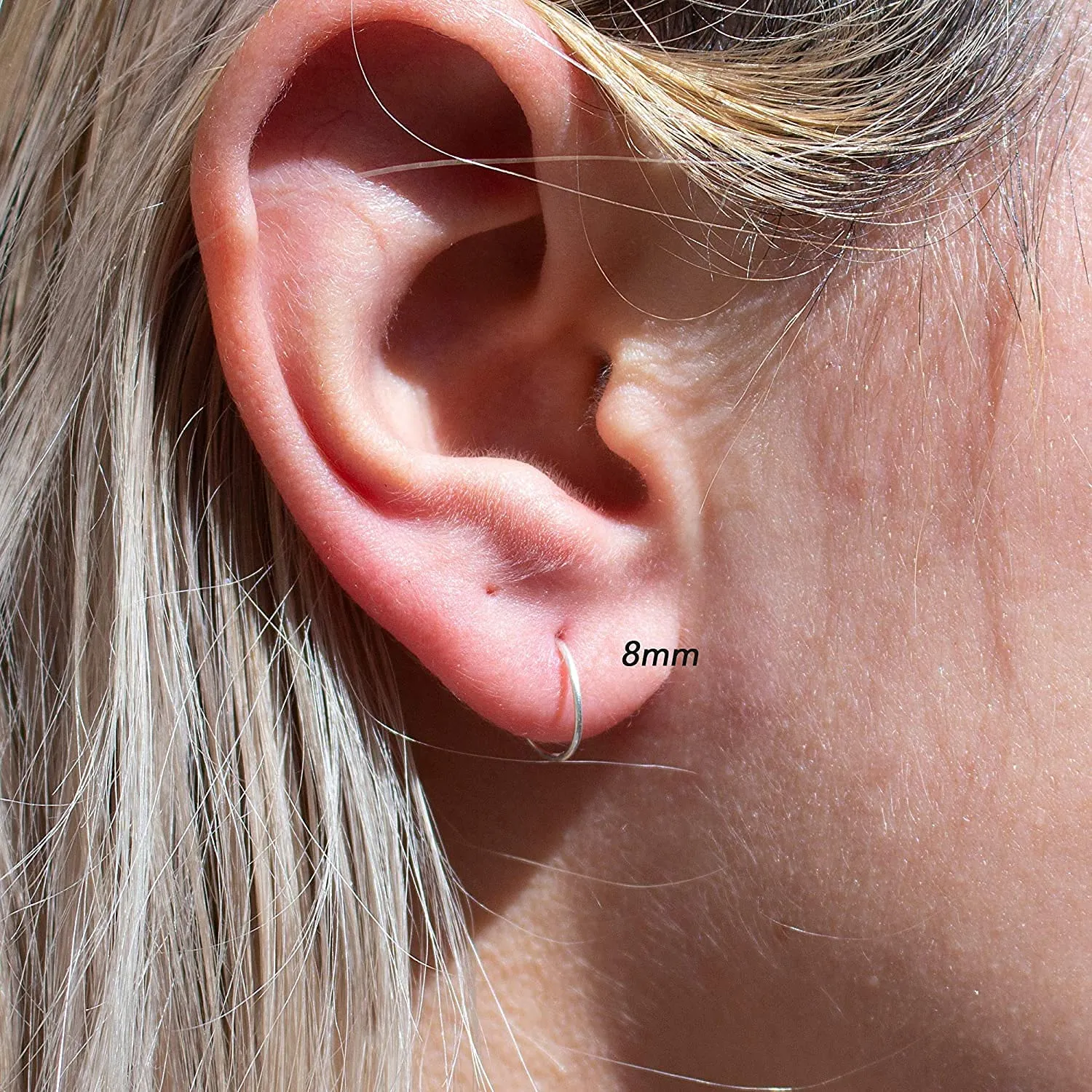 10mm Little Sterling Silver 22 GA Faceted Snap Mini Hugger Sleeper Small Cartilage Helix Tragus Thin Earrings (Faceted | Hammered, 10mm | 22 GA)