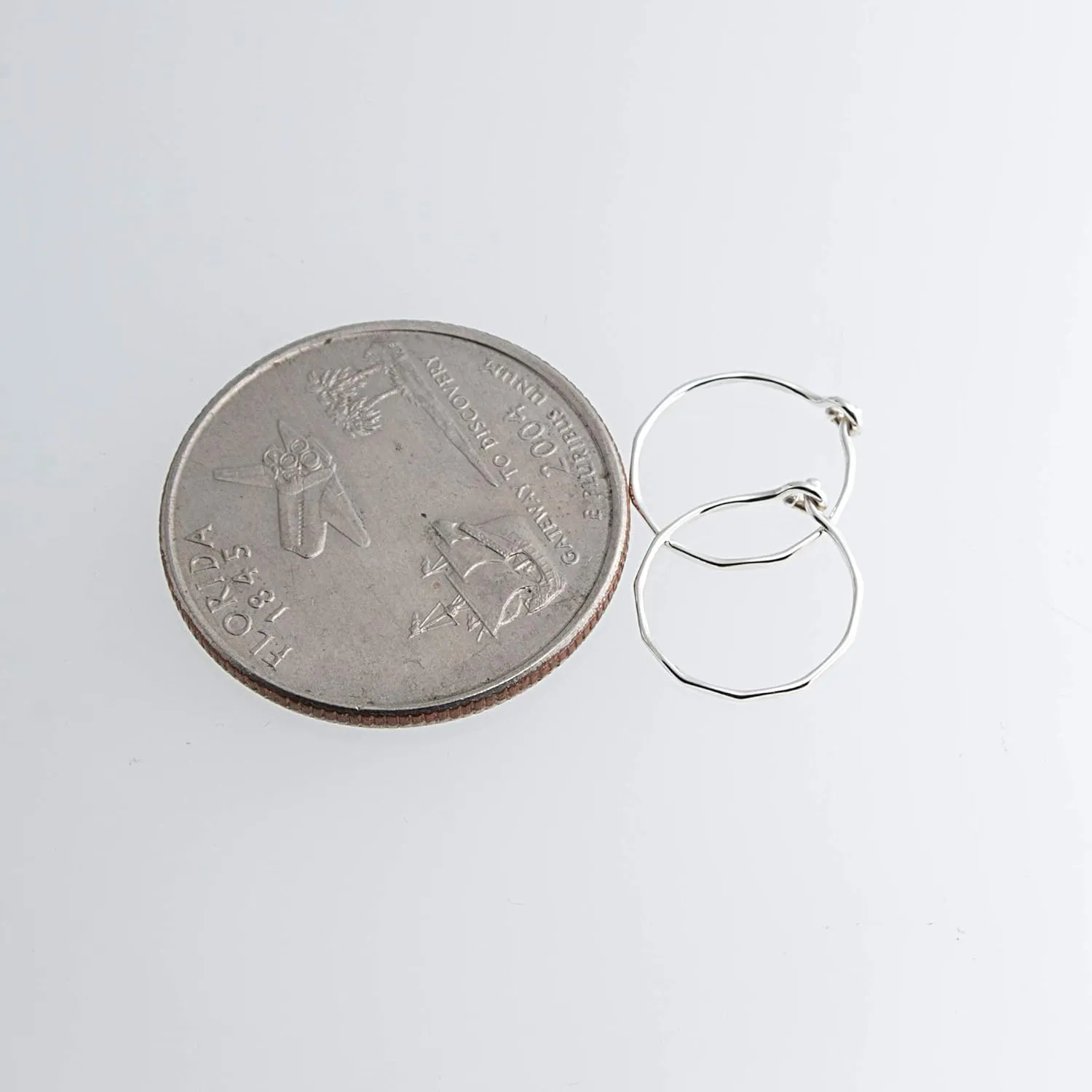 10mm Little Sterling Silver 22 GA Faceted Snap Mini Hugger Sleeper Small Cartilage Helix Tragus Thin Earrings (Faceted | Hammered, 10mm | 22 GA)