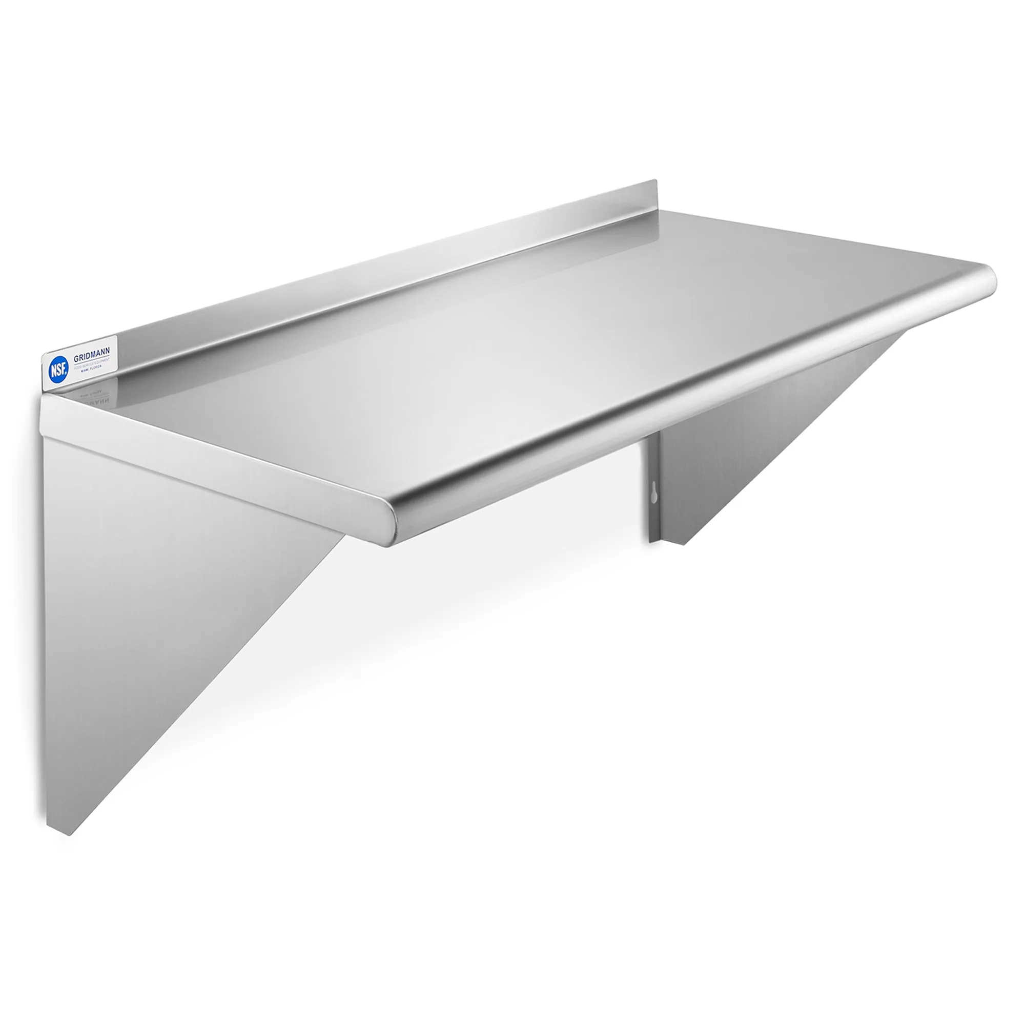 14-Inch Deep Stainless Steel Wall-Mount Shelves, NSF Certified