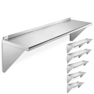 14-Inch Deep Stainless Steel Wall-Mount Shelves, NSF Certified