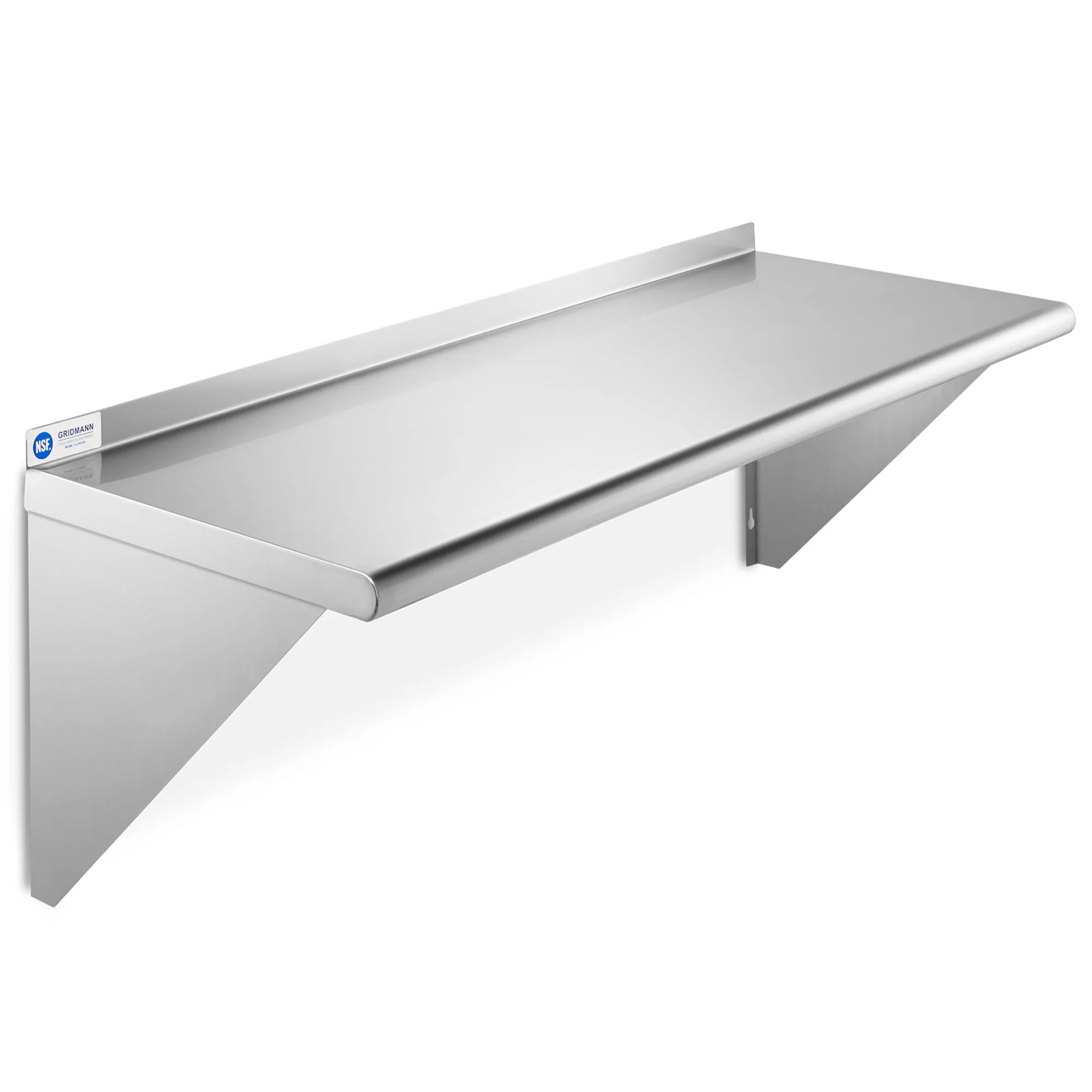 14-Inch Deep Stainless Steel Wall-Mount Shelves, NSF Certified