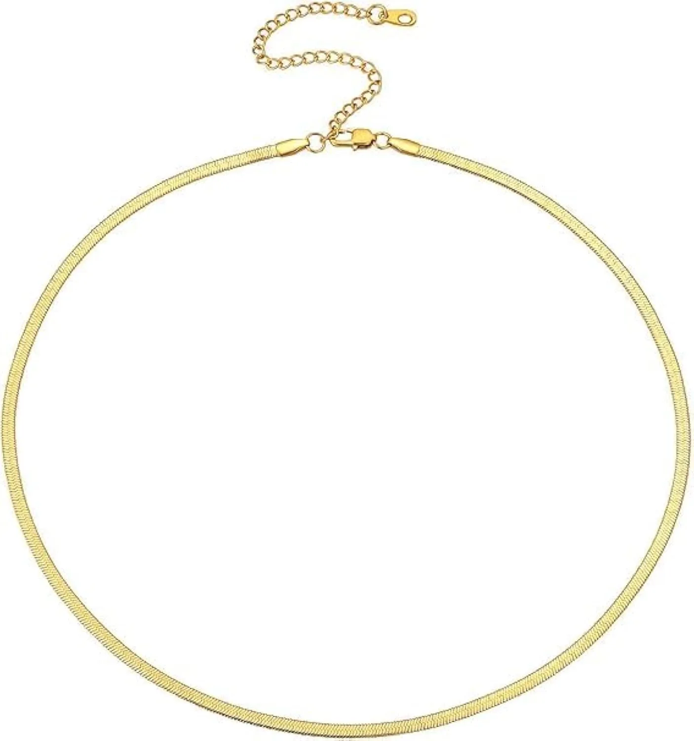 14K Gold Plated Snake Necklaces for Women, Dainty Gold Herringbone Choker,Thin Layered Chunky Necklaces Cuban Link, Paperclip, Ball Beaded Chain, Tennis Chain Jewelry
