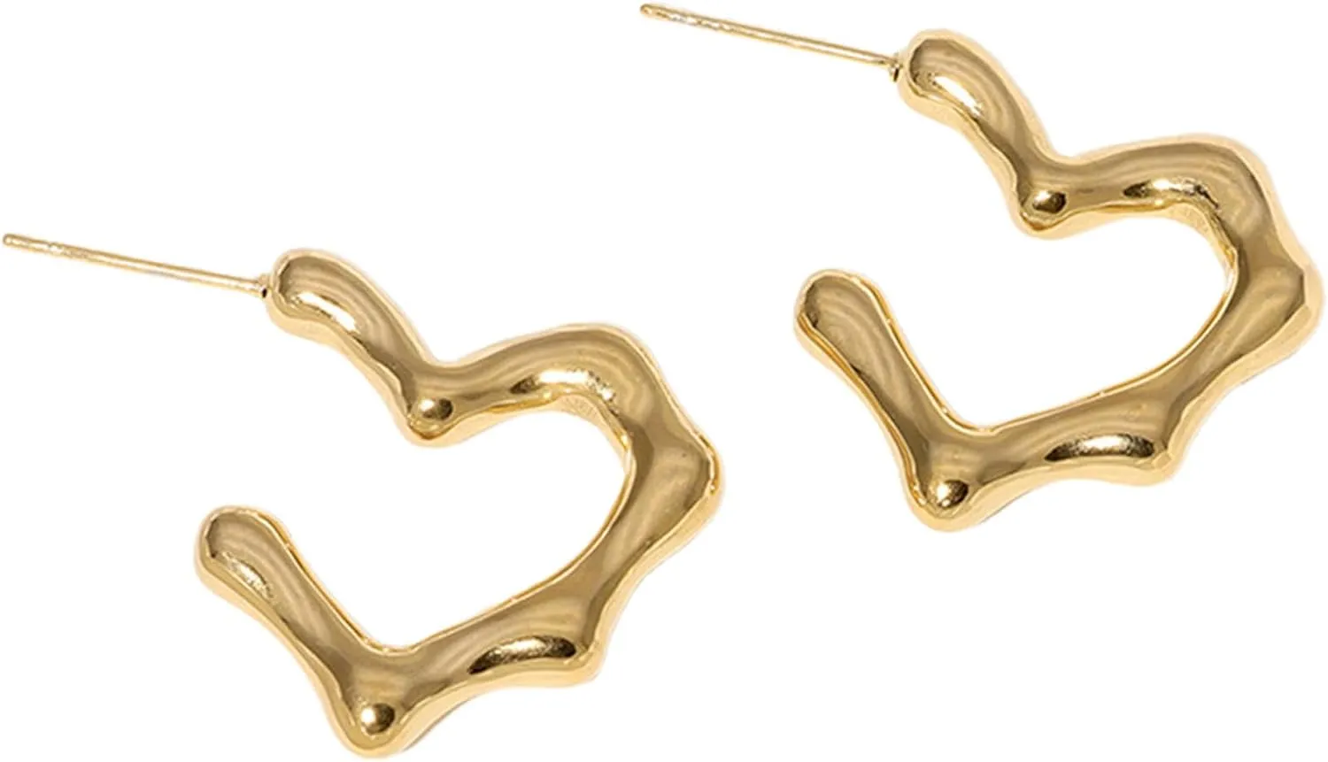 18k Gold Silver Plated Hoop Earrings Thick Statement Half Hoop Earrings Chunky Heart Earrings Rectangle Hoop Earrings Hammered Hoop Earrings For Women Trendy