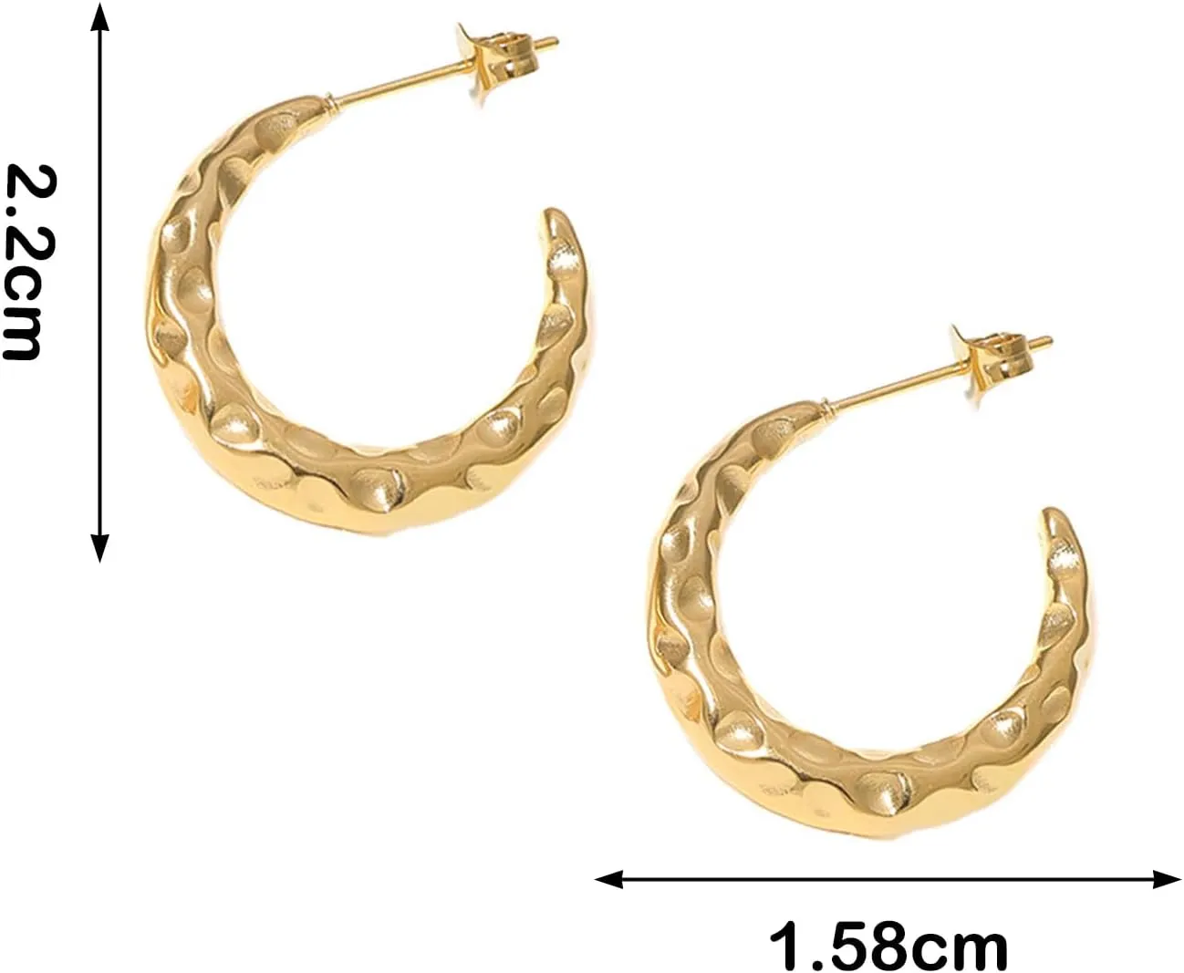 18k Gold Silver Plated Hoop Earrings Thick Statement Half Hoop Earrings Chunky Heart Earrings Rectangle Hoop Earrings Hammered Hoop Earrings For Women Trendy
