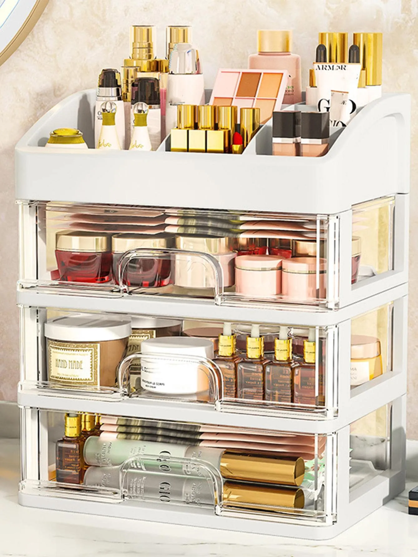 1pc Multi-layer Makeup Storage Box, Modern Multi-layer Desktop Makeup Storage Box For Home