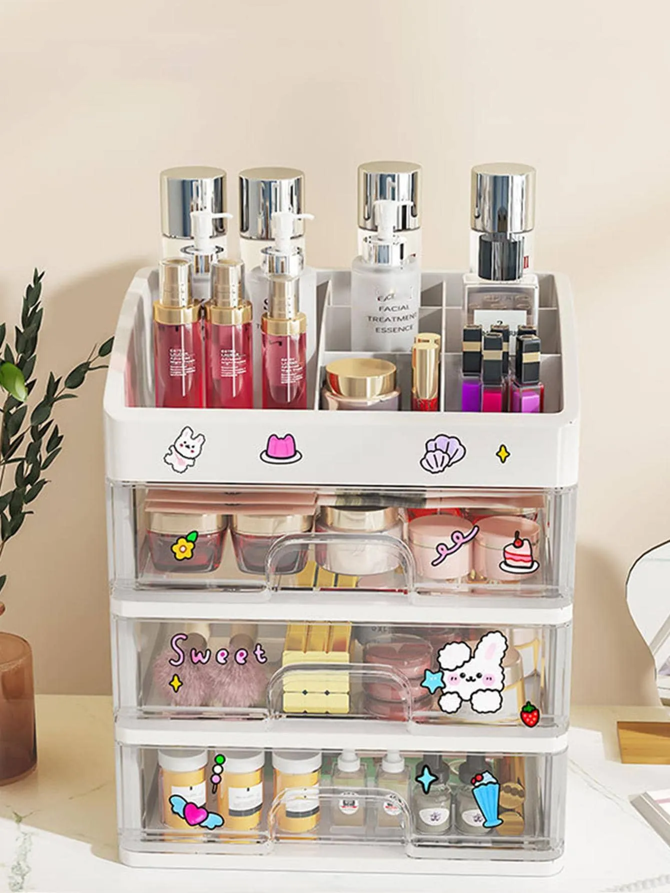 1pc Multi-layer Makeup Storage Box, Modern Multi-layer Desktop Makeup Storage Box For Home