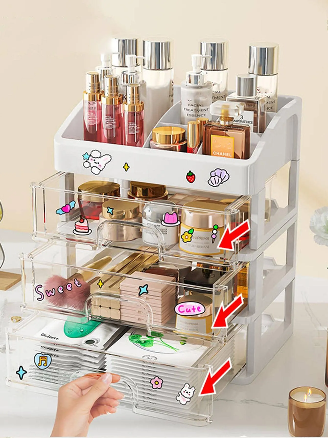 1pc Multi-layer Makeup Storage Box, Modern Multi-layer Desktop Makeup Storage Box For Home