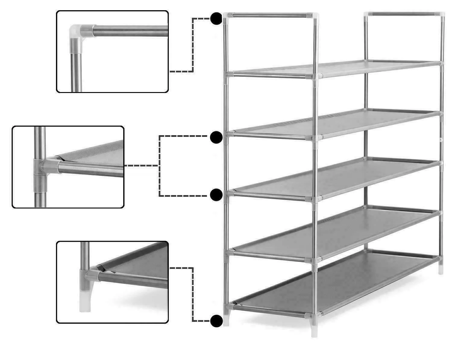 2 Packs Simplify Shoe Rack Organizer Storage Shelves, 3/4/5/6/7 Tier