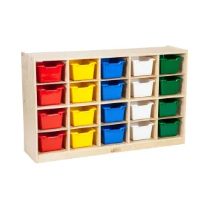 20 Cubby Mobile Tray Cabinet with 20 Scoop Front Storage Bins