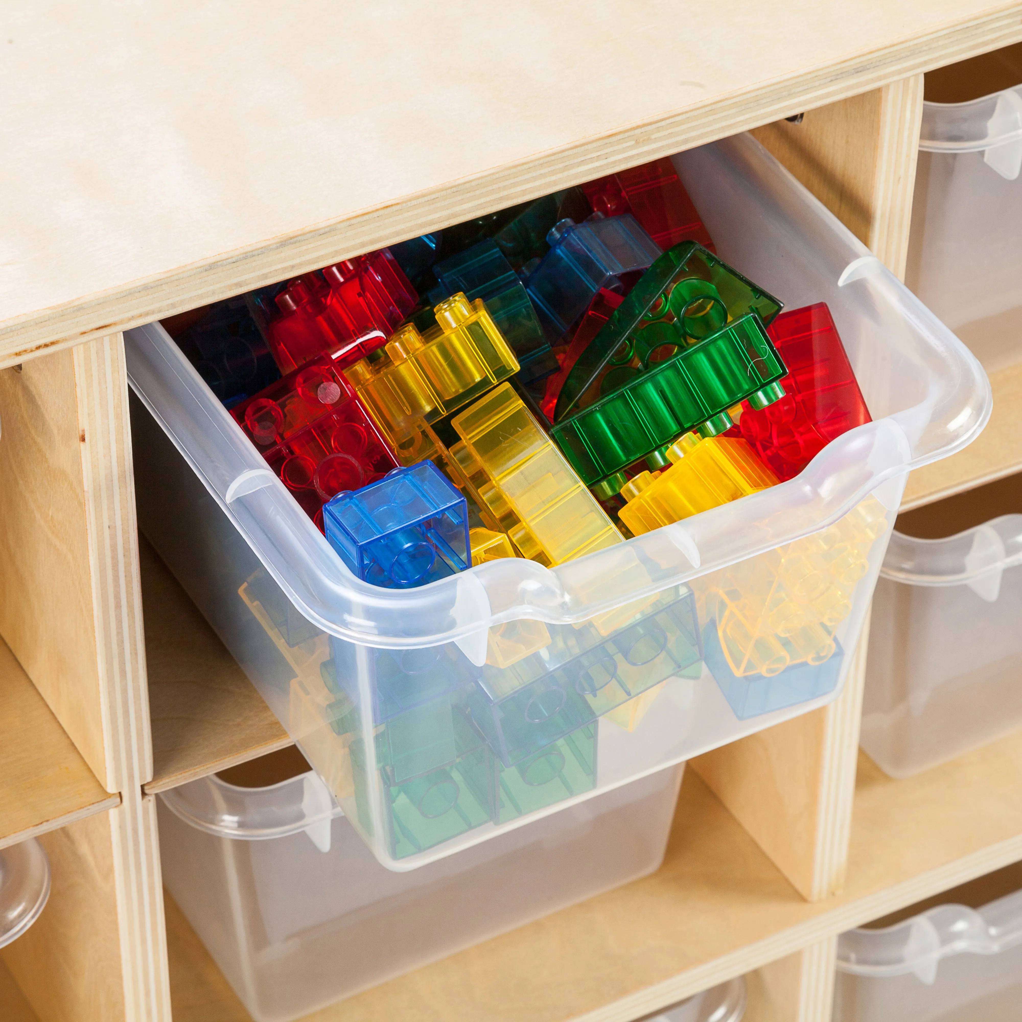 20 Cubby Mobile Tray Cabinet with 20 Scoop Front Storage Bins