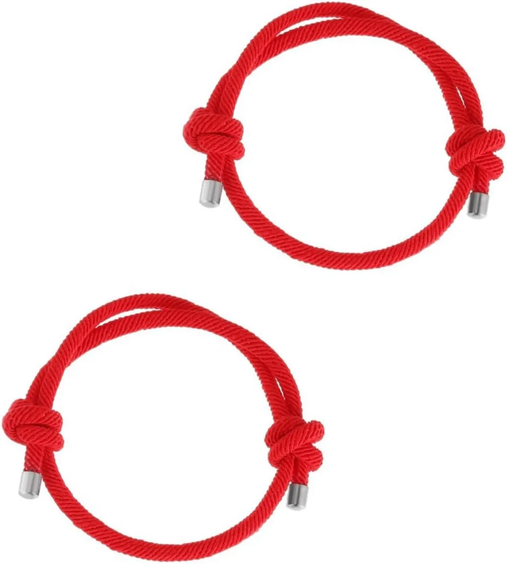 2pcs Red Cord Friendship Bracelet Braided Rope Amulet Bracelet for Luck and Protection Couples and Friends