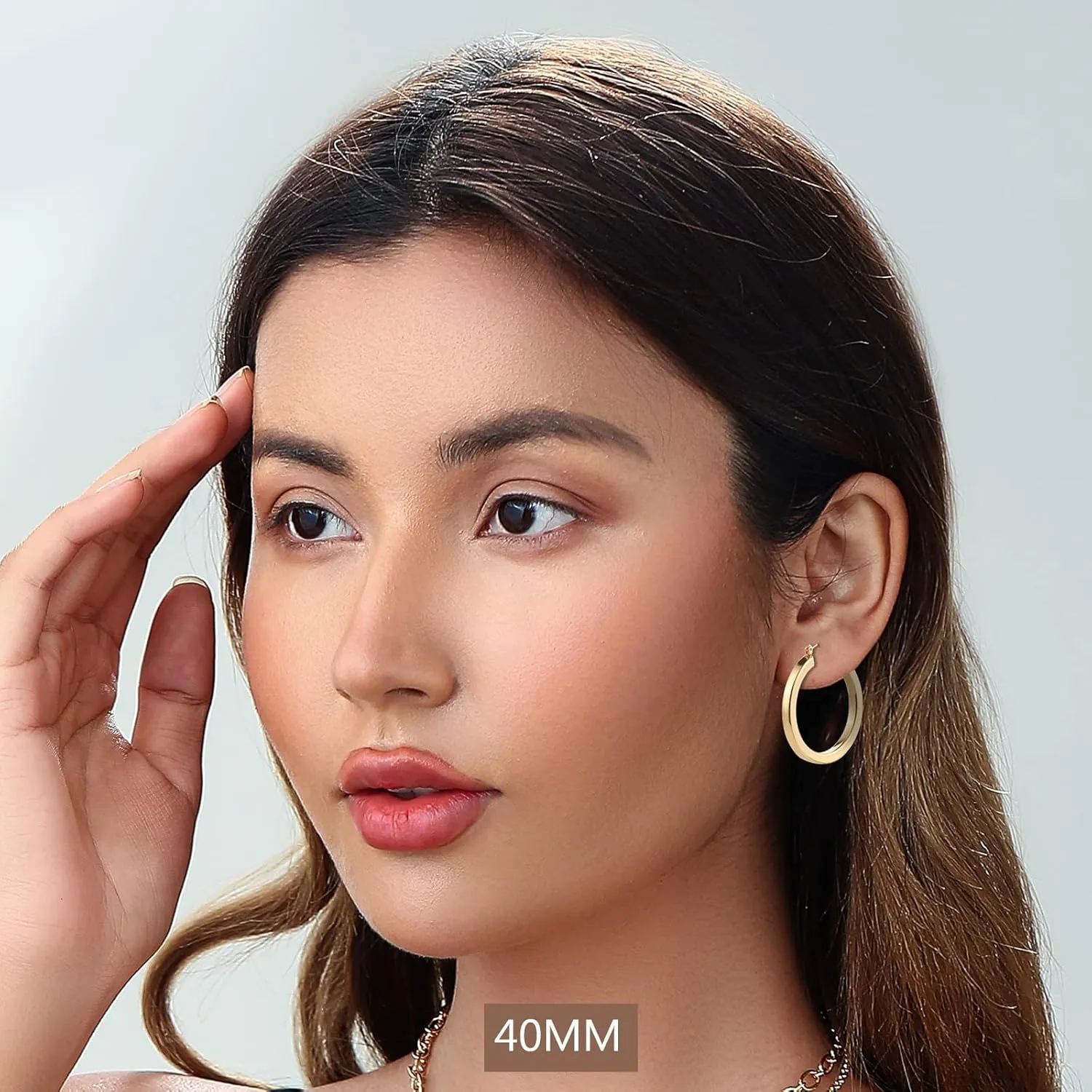3 Pairs Big Chunky Gold Hoop Earrings Set for Women, Hypoallergenic 14K Gold Plated Thick Open Twisted Hoops Jewelry for Christmas Gifts