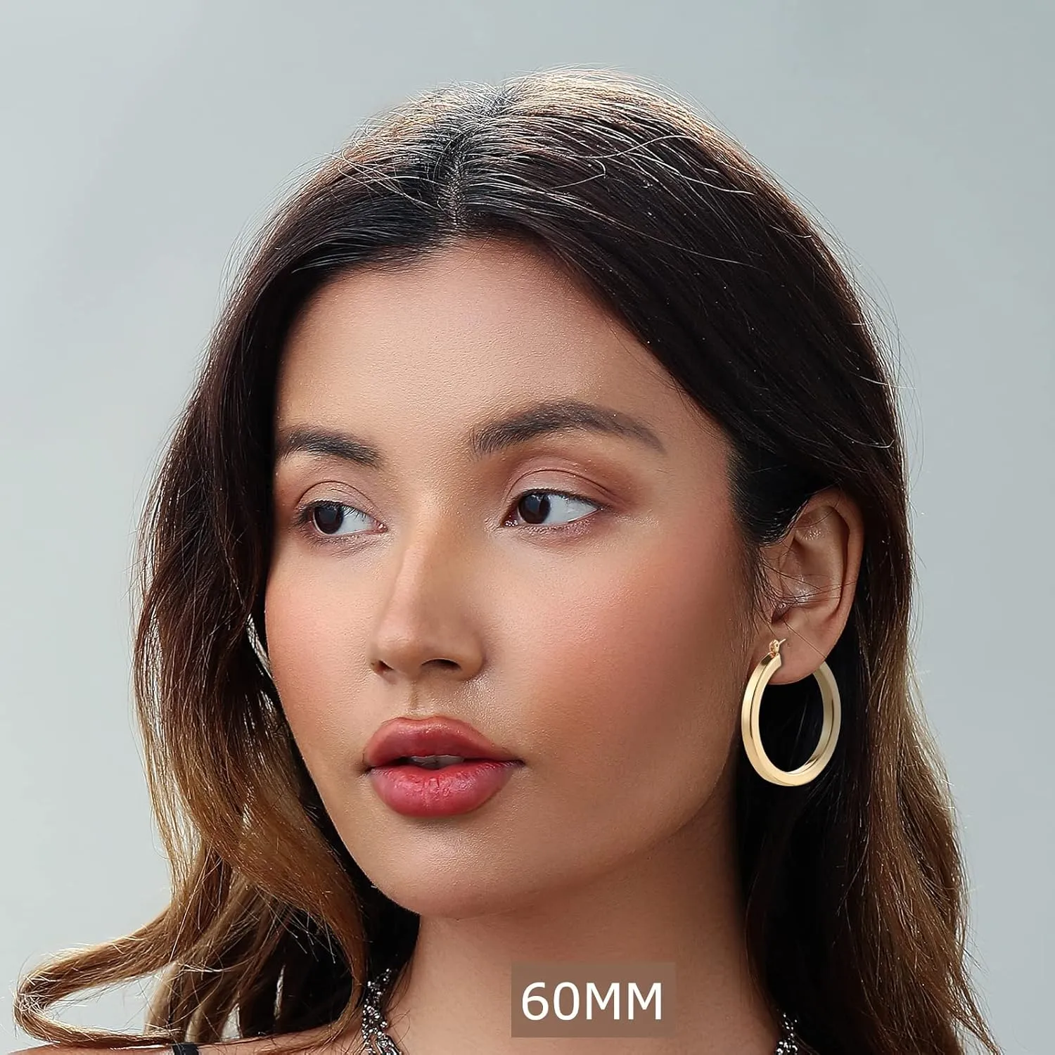 3 Pairs Big Chunky Gold Hoop Earrings Set for Women, Hypoallergenic 14K Gold Plated Thick Open Twisted Hoops Jewelry for Christmas Gifts