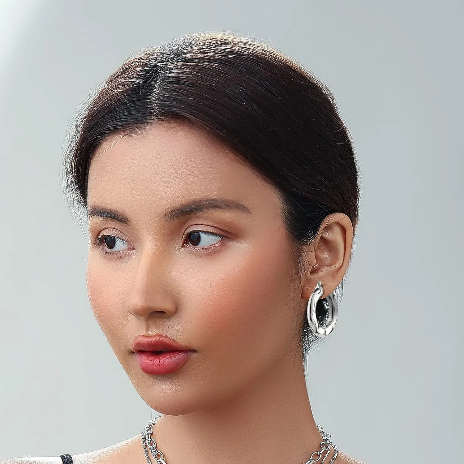 3 Pairs Big Chunky Gold Hoop Earrings Set for Women, Hypoallergenic 14K Gold Plated Thick Open Twisted Hoops Jewelry for Christmas Gifts