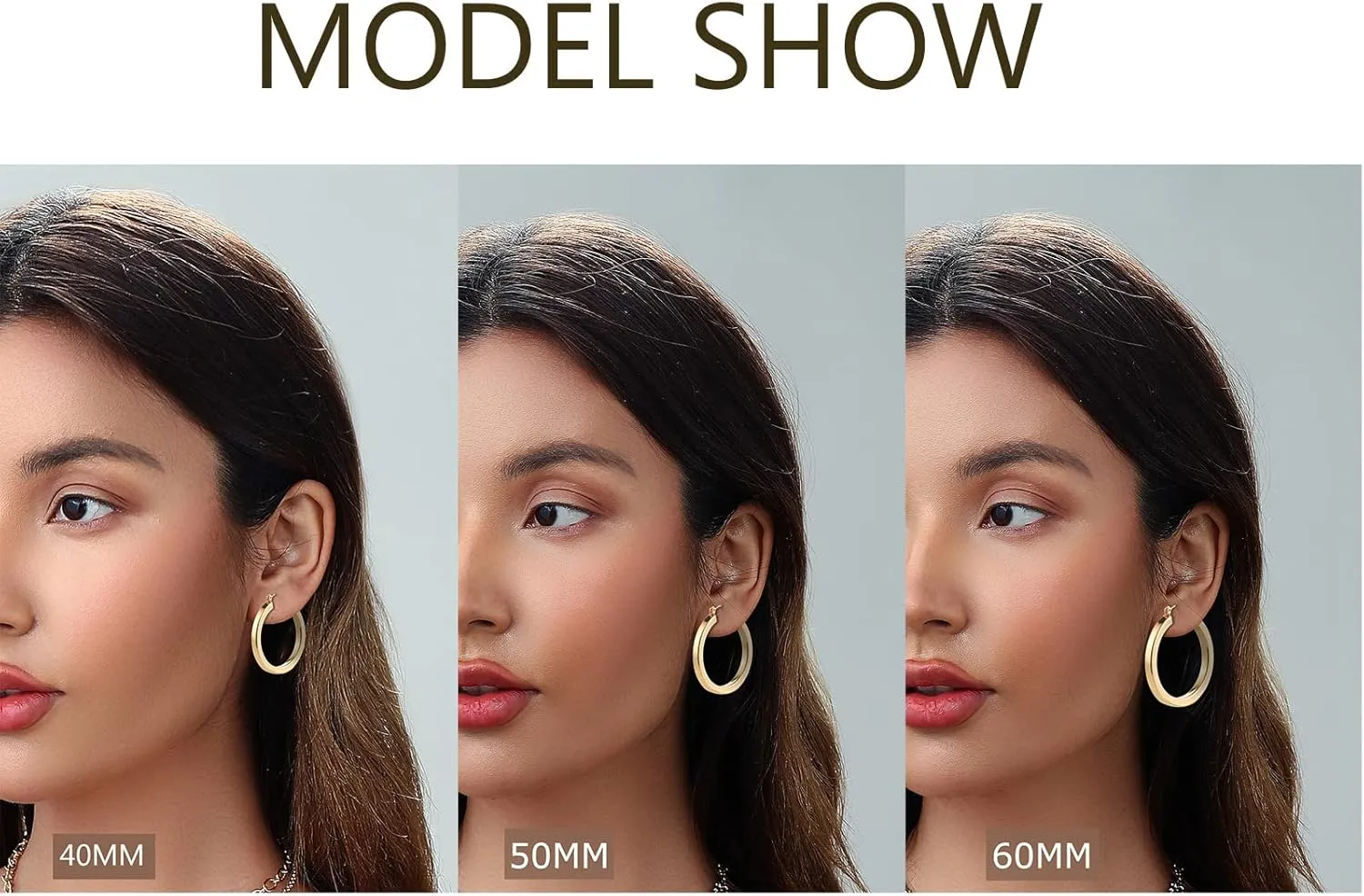 3 Pairs Big Chunky Gold Hoop Earrings Set for Women, Hypoallergenic 14K Gold Plated Thick Open Twisted Hoops Jewelry for Christmas Gifts