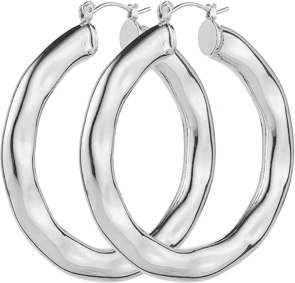 3 Pairs Big Chunky Gold Hoop Earrings Set for Women, Hypoallergenic 14K Gold Plated Thick Open Twisted Hoops Jewelry for Christmas Gifts