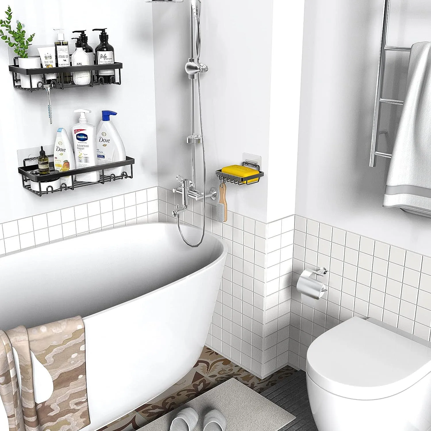 3Pcs Bathroom Shelves Basket