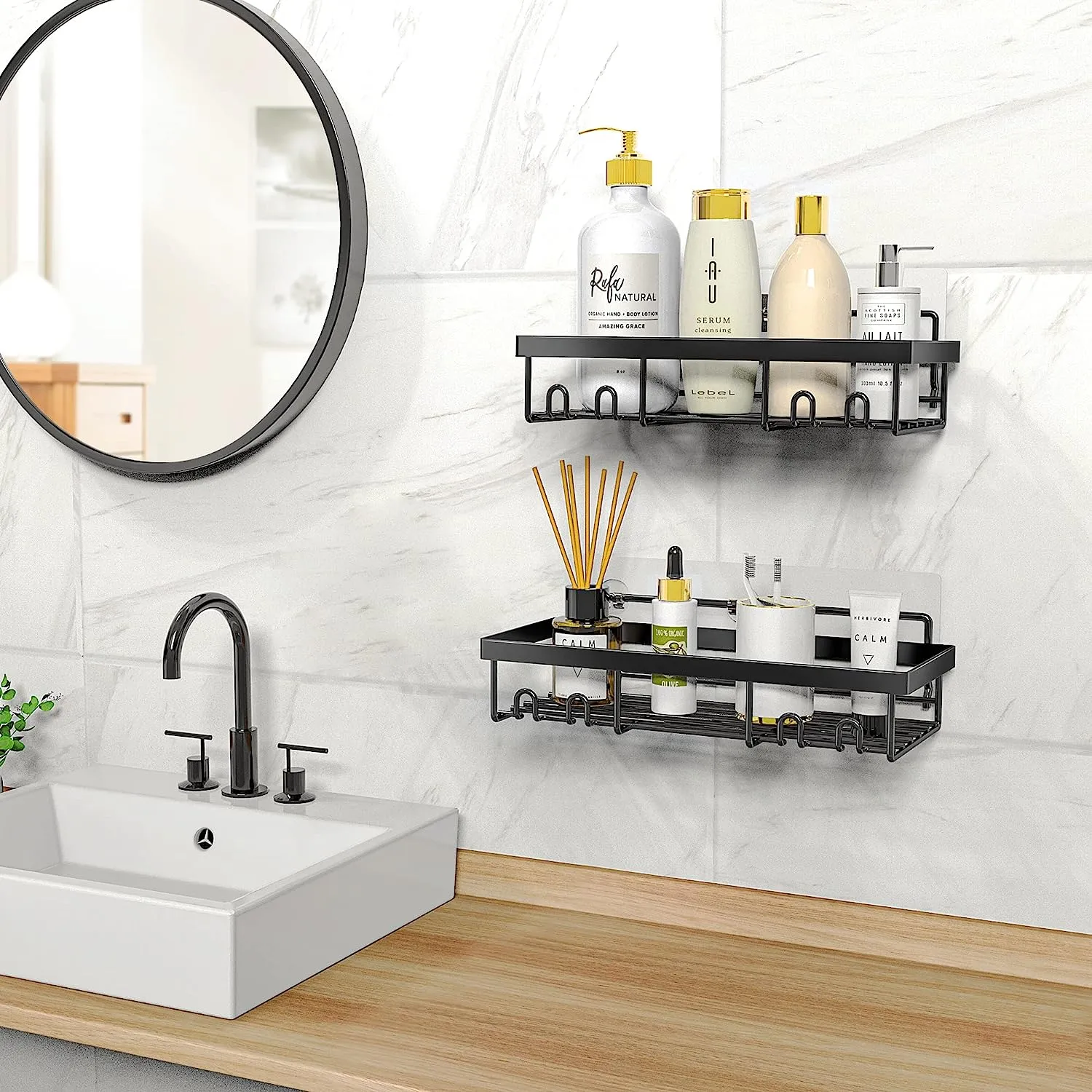3Pcs Bathroom Shelves Basket