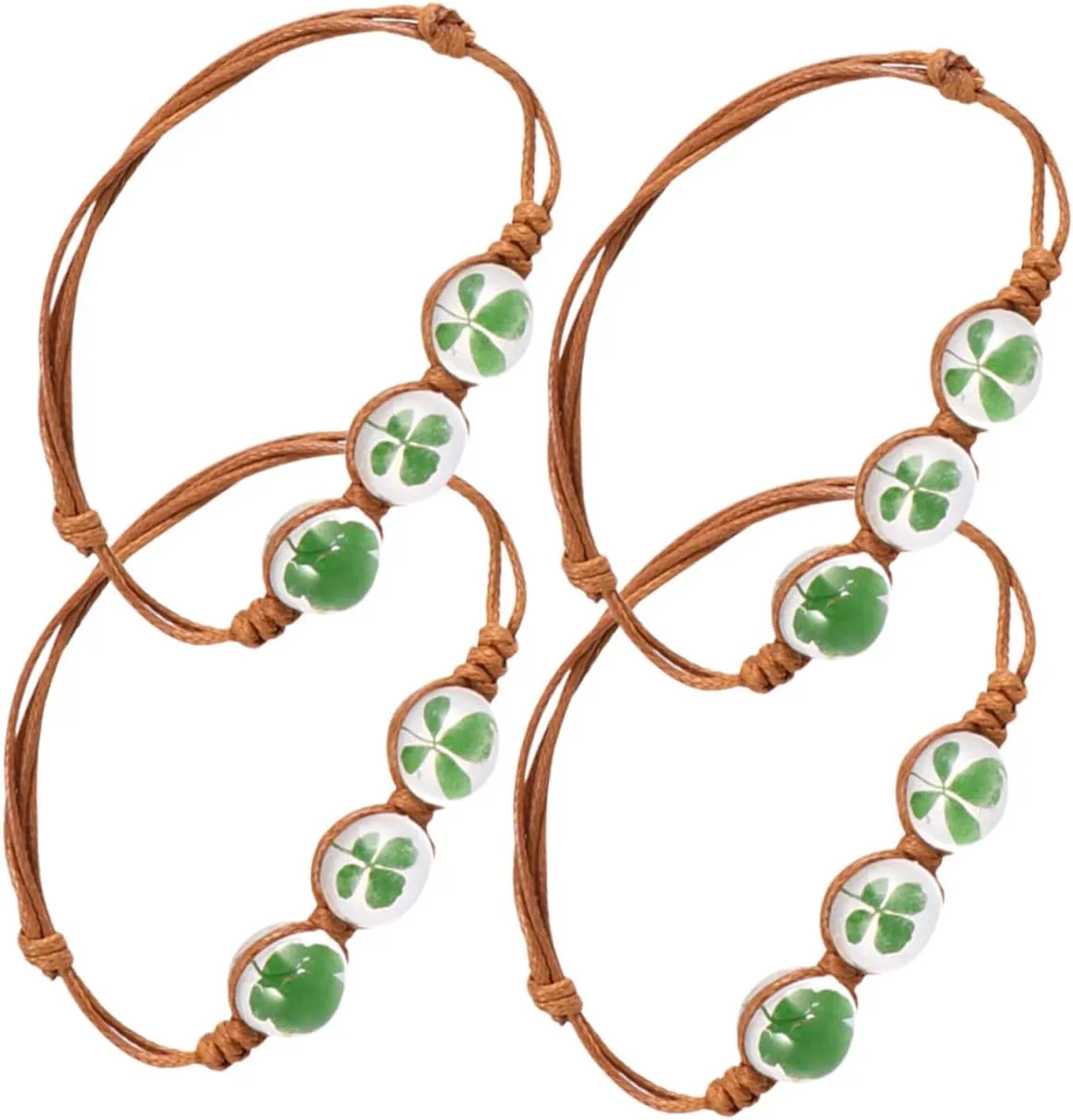4Pcs Adjustable Crystal Bead Specimen Bracelets for Women Hand Woven String Jewelry Present for Daily Wear and Special Occasions