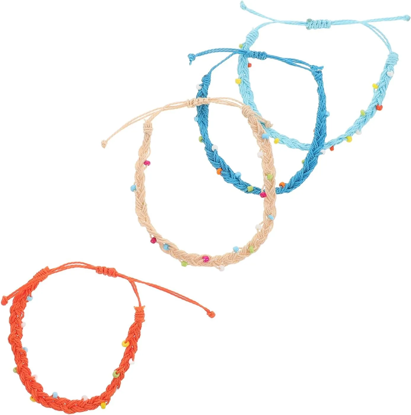 4Pcs Adjustable Waxed Cord Bracelets for Men and Women Handwoven Jewelry for Summer and Outdoor Activities Durable and Lightweight Design