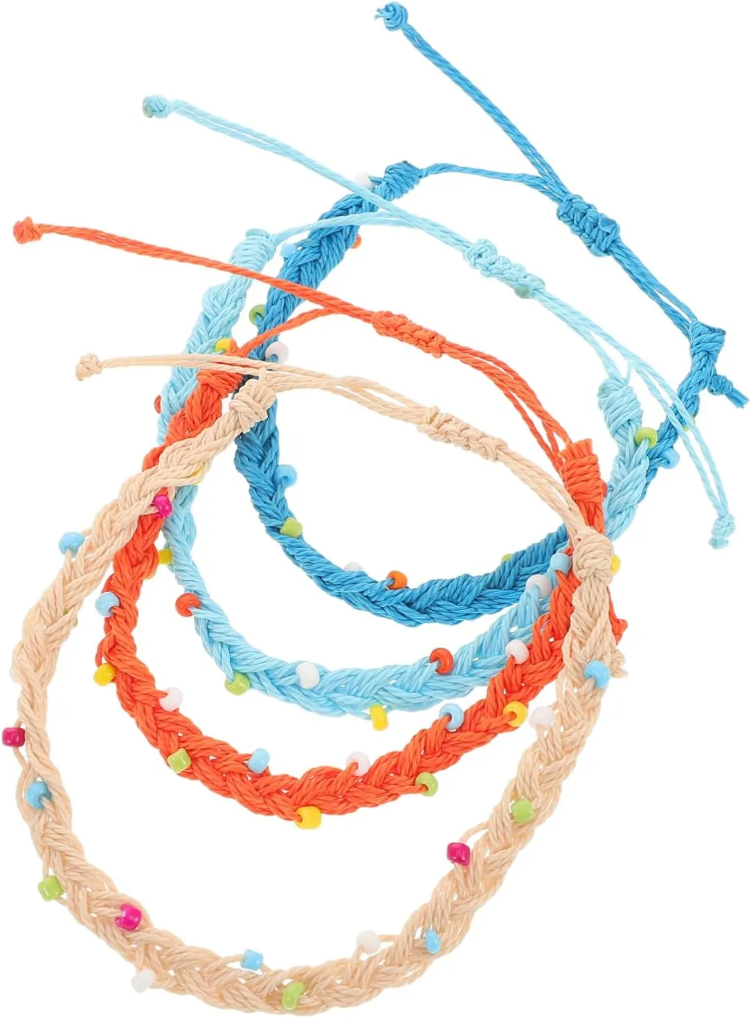 4Pcs Handmade Waxed Bracelets with Beaded Design Adjustable Friendship Jewelry for Men and Women Durable Cord for Daily Wear and Special Occasions