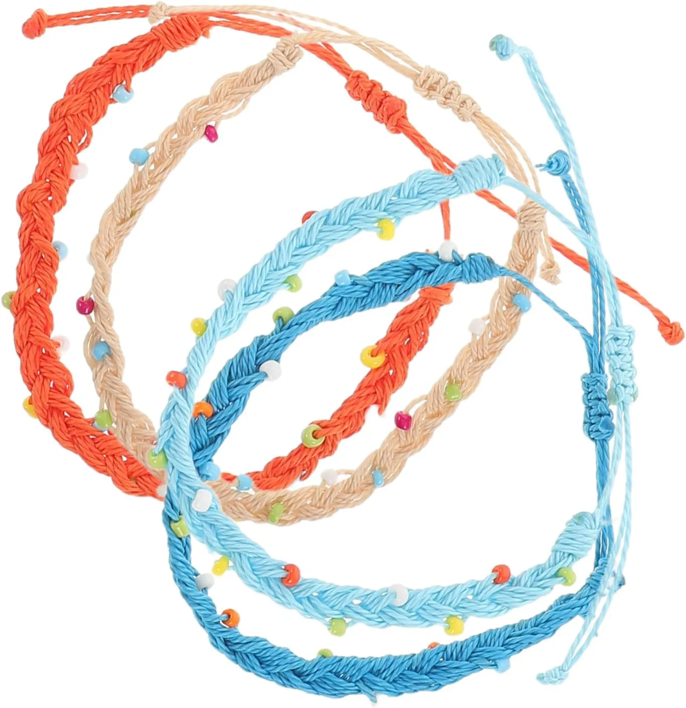 4Pcs Handmade Waxed String Bracelets Beaded Jewelry and Unique Accessories for Beach Parties Yoga and Casual Wear