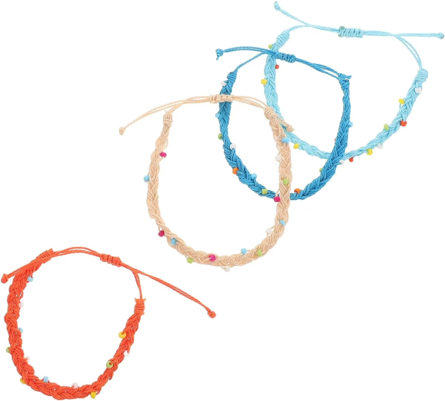 4Pcs Waxed String Bracelets Handmade Woven Beaded Accessories for Women Comfortable Beach Party and Yoga Jewelry Versatile Boho Style