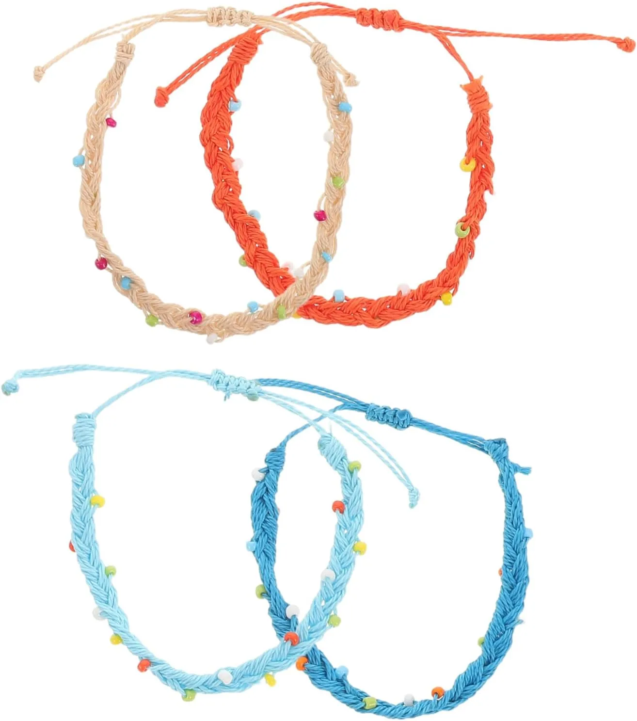 4Pcs Waxed Thread Bracelets Adjustable Beaded Design for Men and Women Braided Jewelry for Everyday Wear and Special Occasions