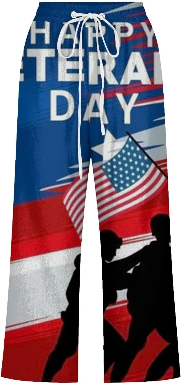 4th of July Linen Capri Pants for Women American Flag Casual Summer Capris Drawstring High Waist Cropped Trousers