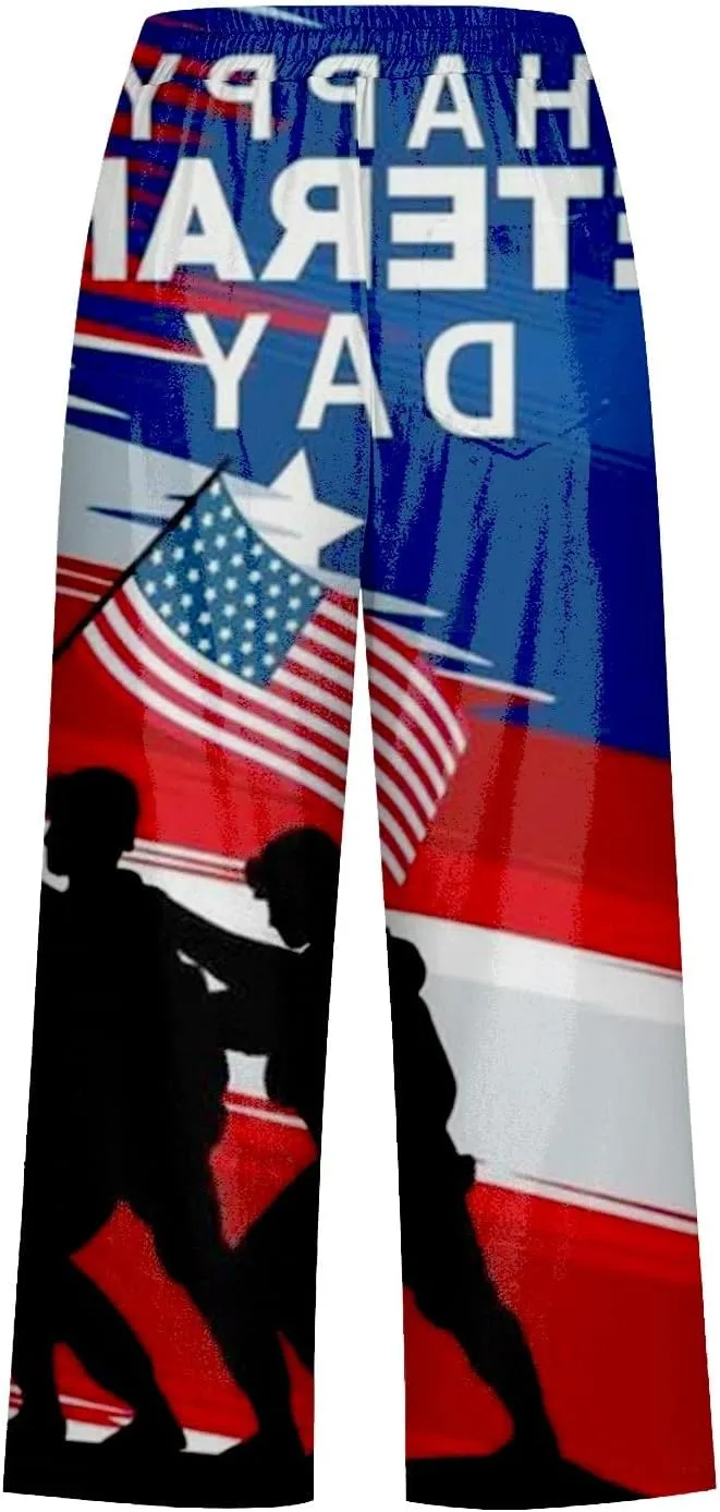 4th of July Linen Capri Pants for Women American Flag Casual Summer Capris Drawstring High Waist Cropped Trousers
