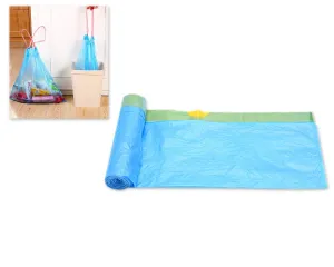 6 Pieces 30L Drawstring Trash Bags Garbage Bags - Blue and Black