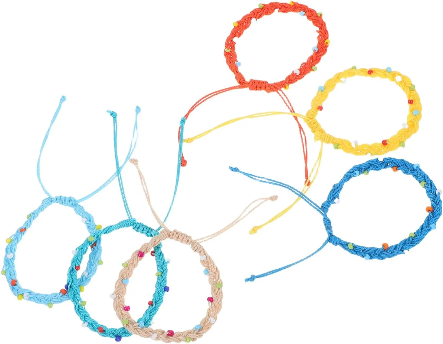 6Pcs Waxed Cord Bracelets with Elegant Beads Adjustable Handwoven Friendship Jewelry for Summer Beach Outfits Lightweight and Comfortable for Active Wear