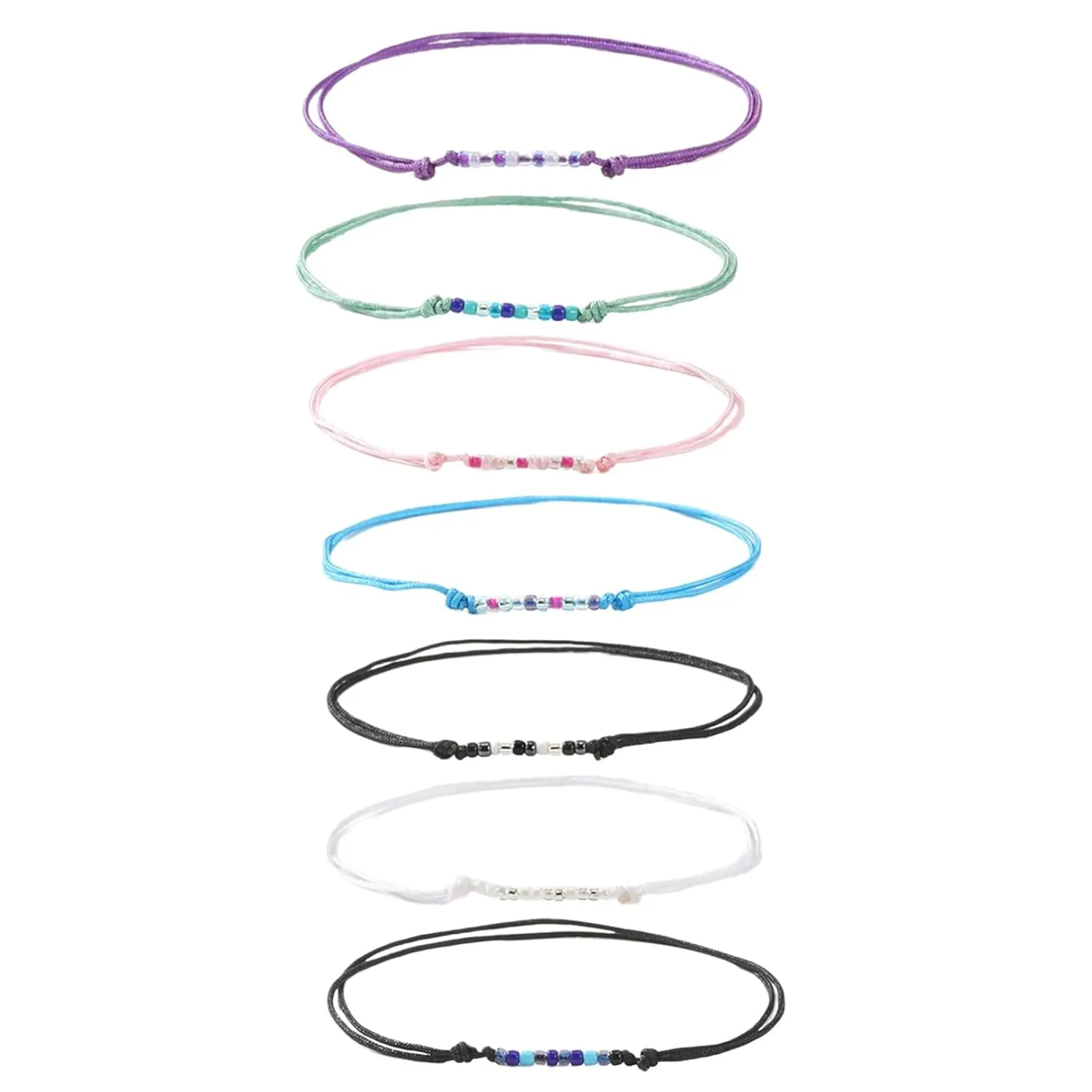 7Pieces Handmade Colorful Woven Bracelets Adjustable Size Wristband for Fashion Enthusiasts and Unique Styles Lovers, adjustable, Cotton, No Gemstone