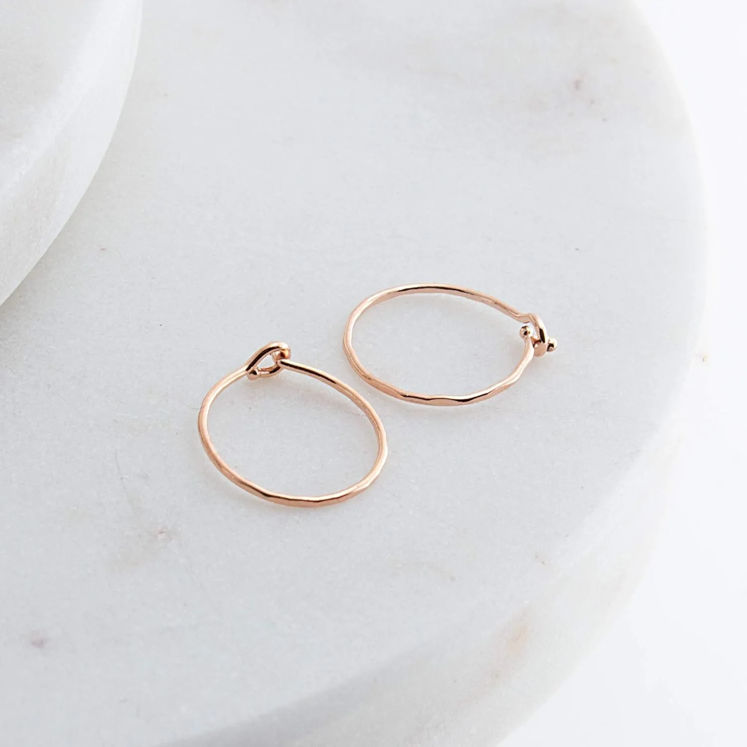 8mm 24 GA Rose Gold Filled Hoop Earrings Cartilage Nose Septum Ear Helix Tragus Piercing (8mm | 24 GA | Rose Gold Filled | Delicate Hammered)