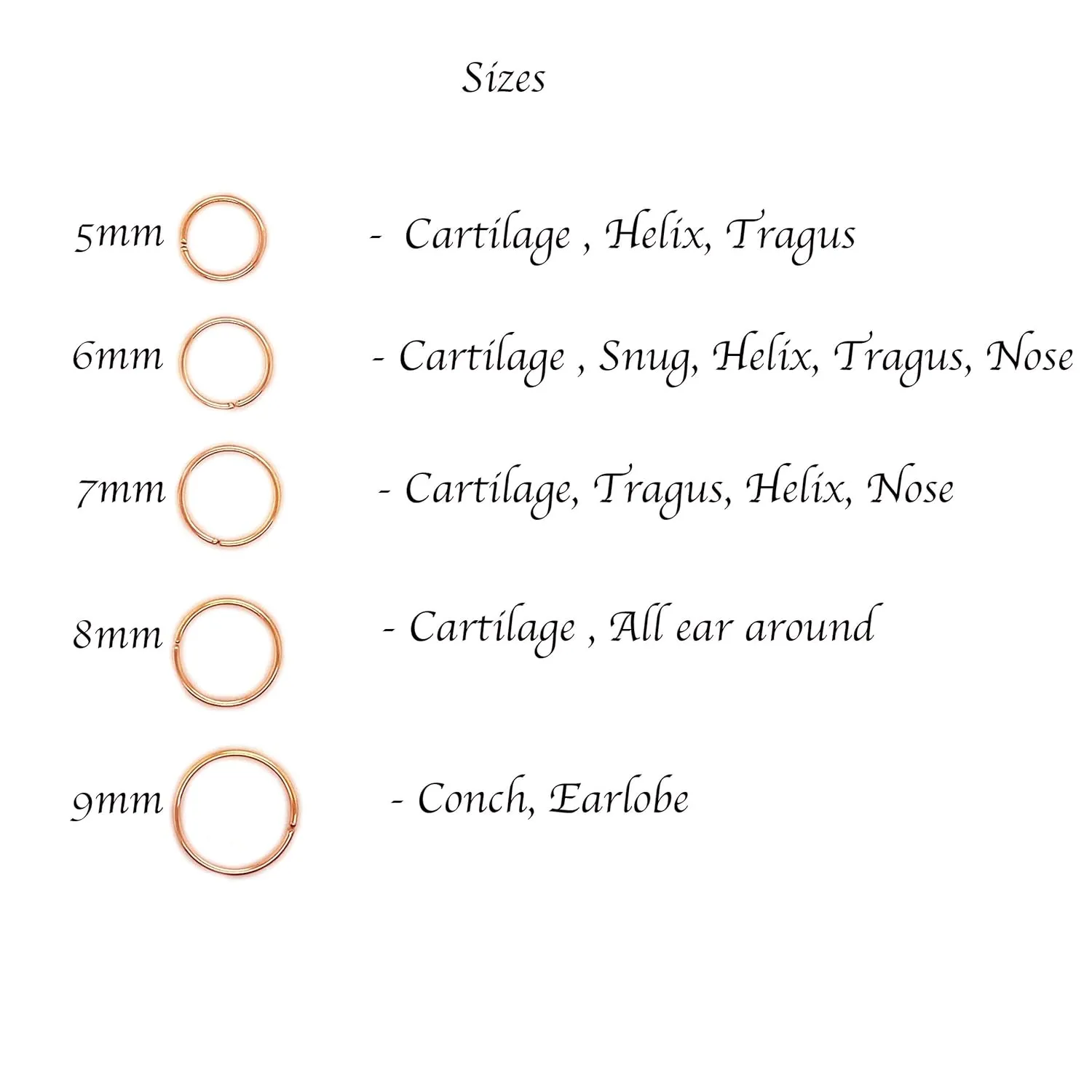 8mm 24 GA Rose Gold Filled Hoop Earrings Cartilage Nose Septum Ear Helix Tragus Piercing (8mm | 24 GA | Rose Gold Filled | Delicate Hammered)