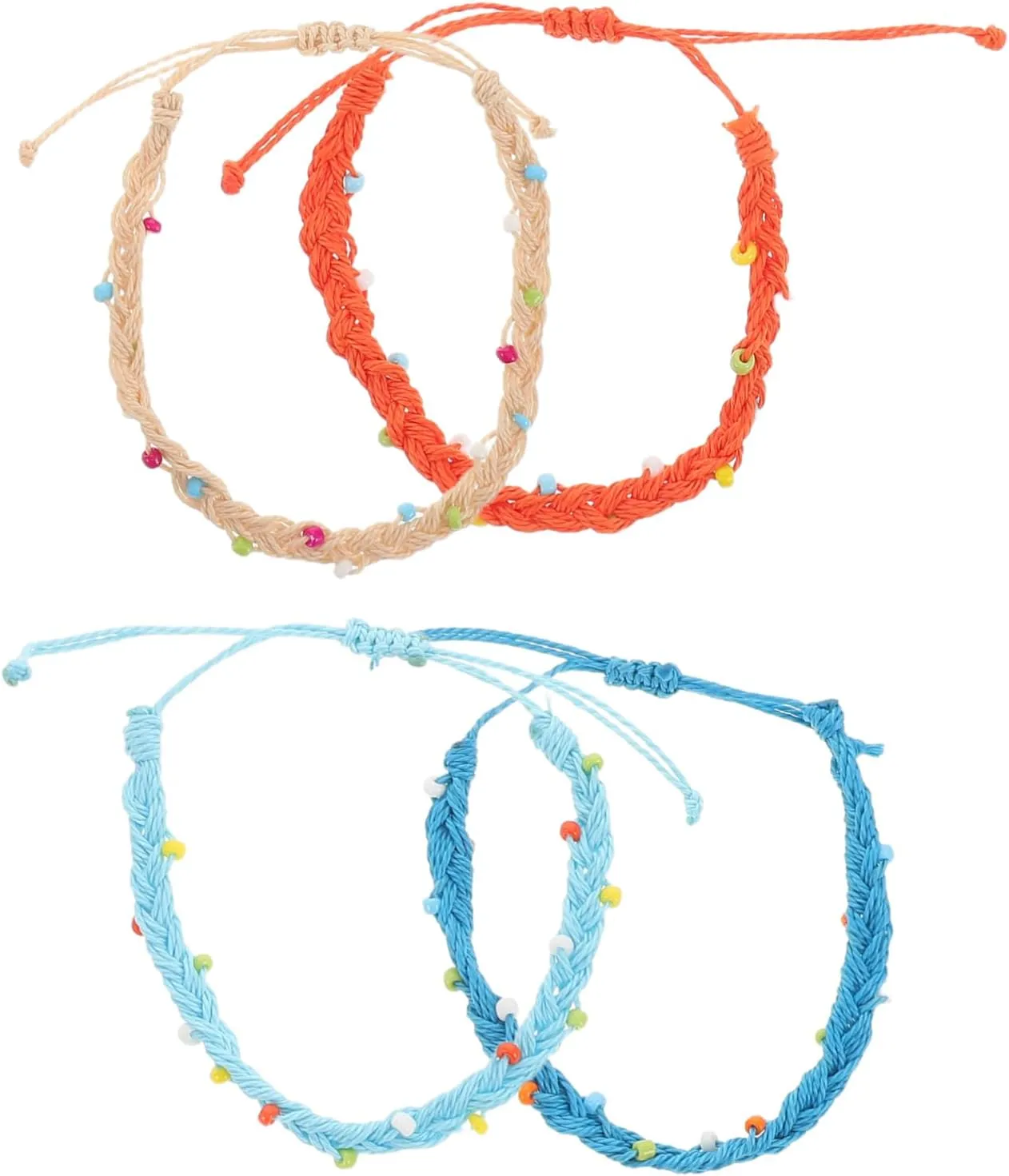 Angoily 4Pcs Handmade Waxed Thread Bracelets Adjustable Jewelry for Men Women for Surfing Yoga and Everyday Style Lightweight and Durable Design