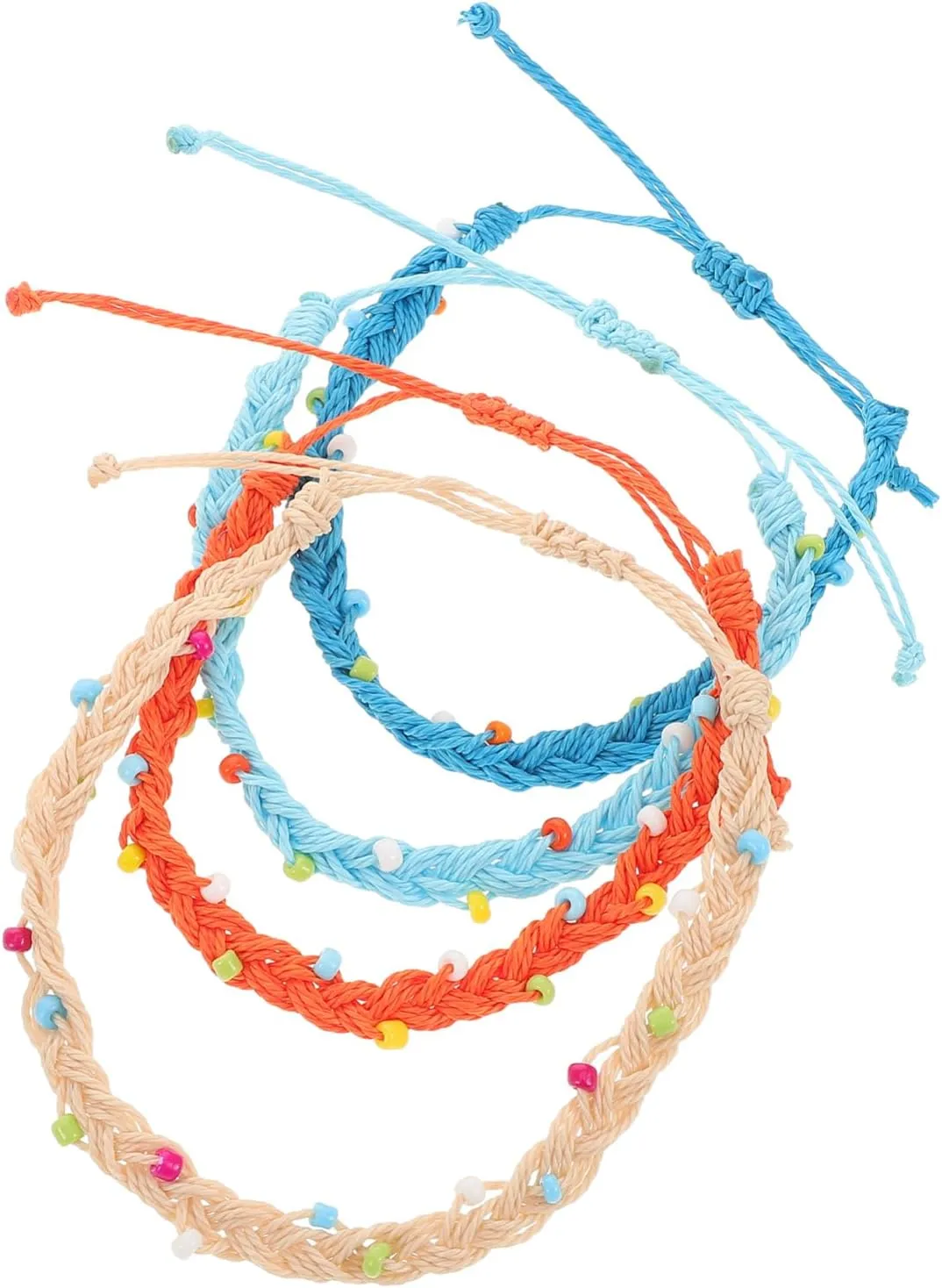 Angoily 4Pcs Wax Cord Bracelets Adjustable Handmade Beaded Jewelry for Women for Everyday Wear Special Occasions