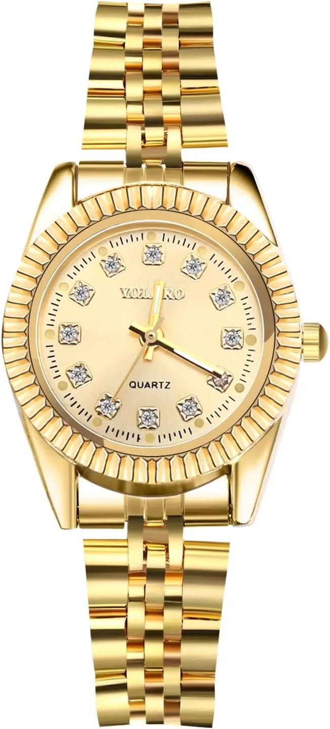 Avaner Stainless Steel Couple Watches: His and Her Analog Quartz Gold Wrist Watches for Men Women