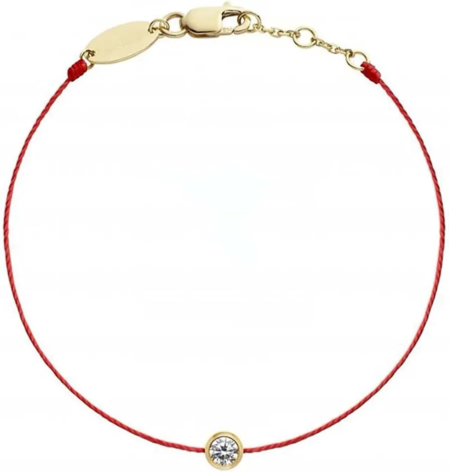 B01-001E Red Thread Rose Gold Silver And Zircon Pure String Redline Bracelets For Women (Metal Color: C yellow gold, Main Stone Color: white, Length: 17cm)