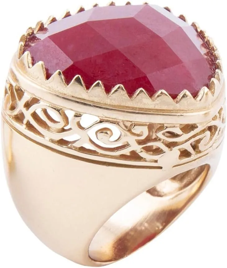Barse Jewelry Filigreed Merlot Red Quarrtz Golden Statement Ring