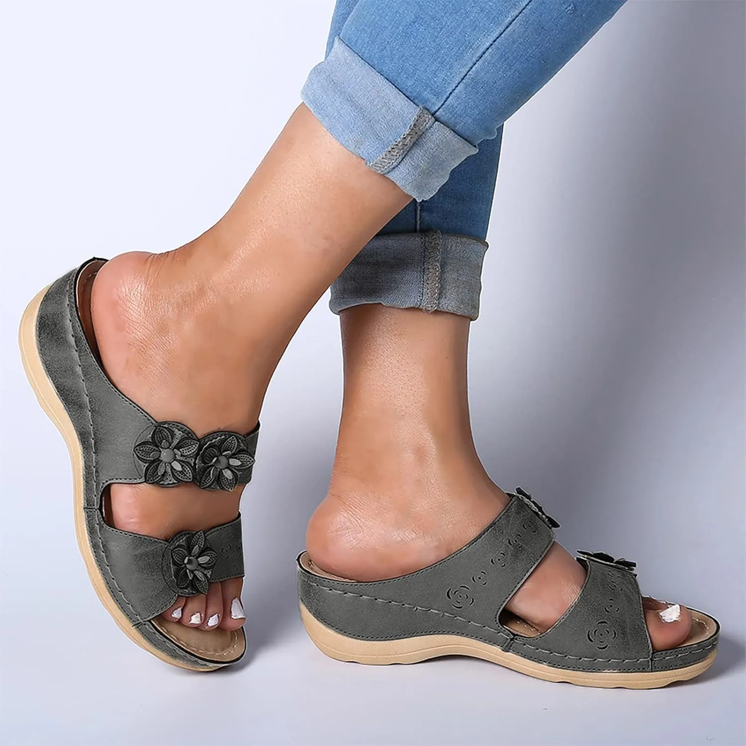Beach Sandals for Women, Womens Sandals Orthopedic Open Toe Sandals Retro Anti Slip Comfy Breathable Shoes