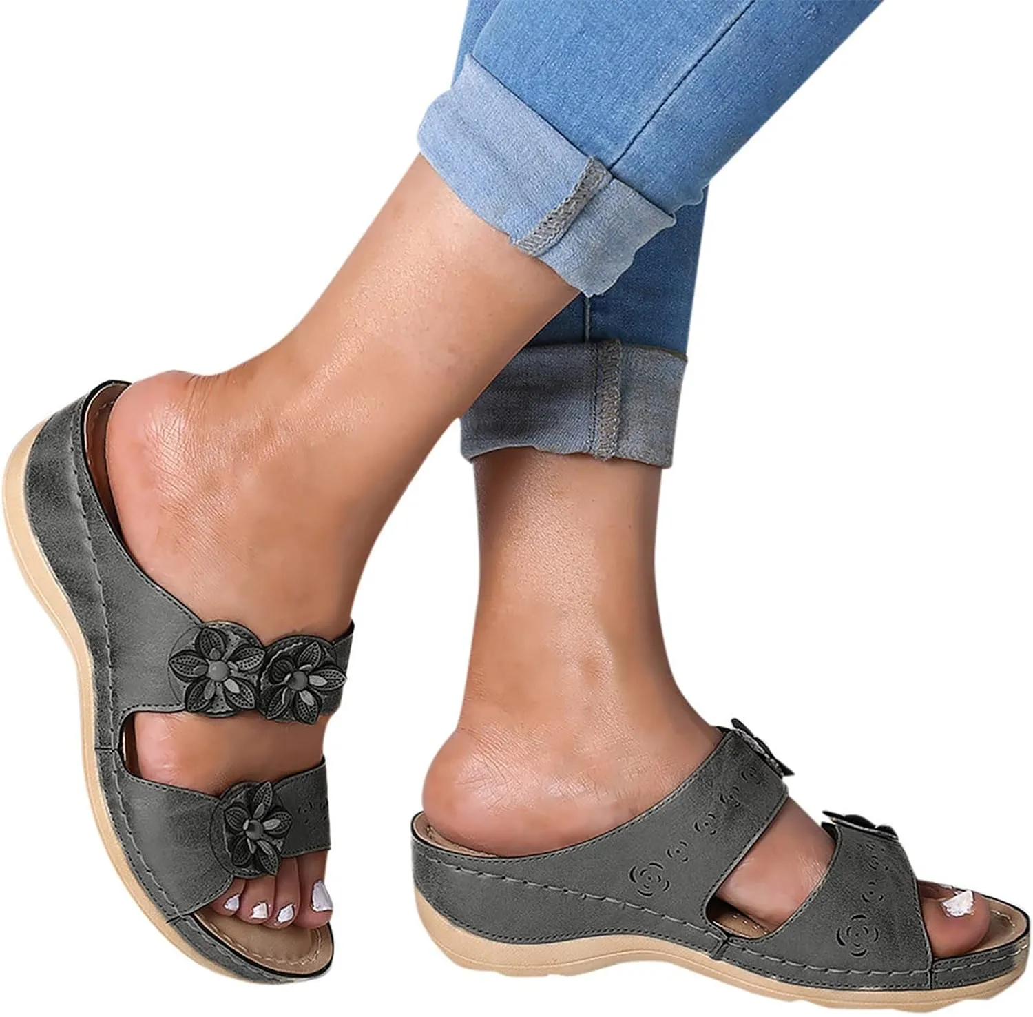 Beach Sandals for Women, Womens Sandals Orthopedic Open Toe Sandals Retro Anti Slip Comfy Breathable Shoes
