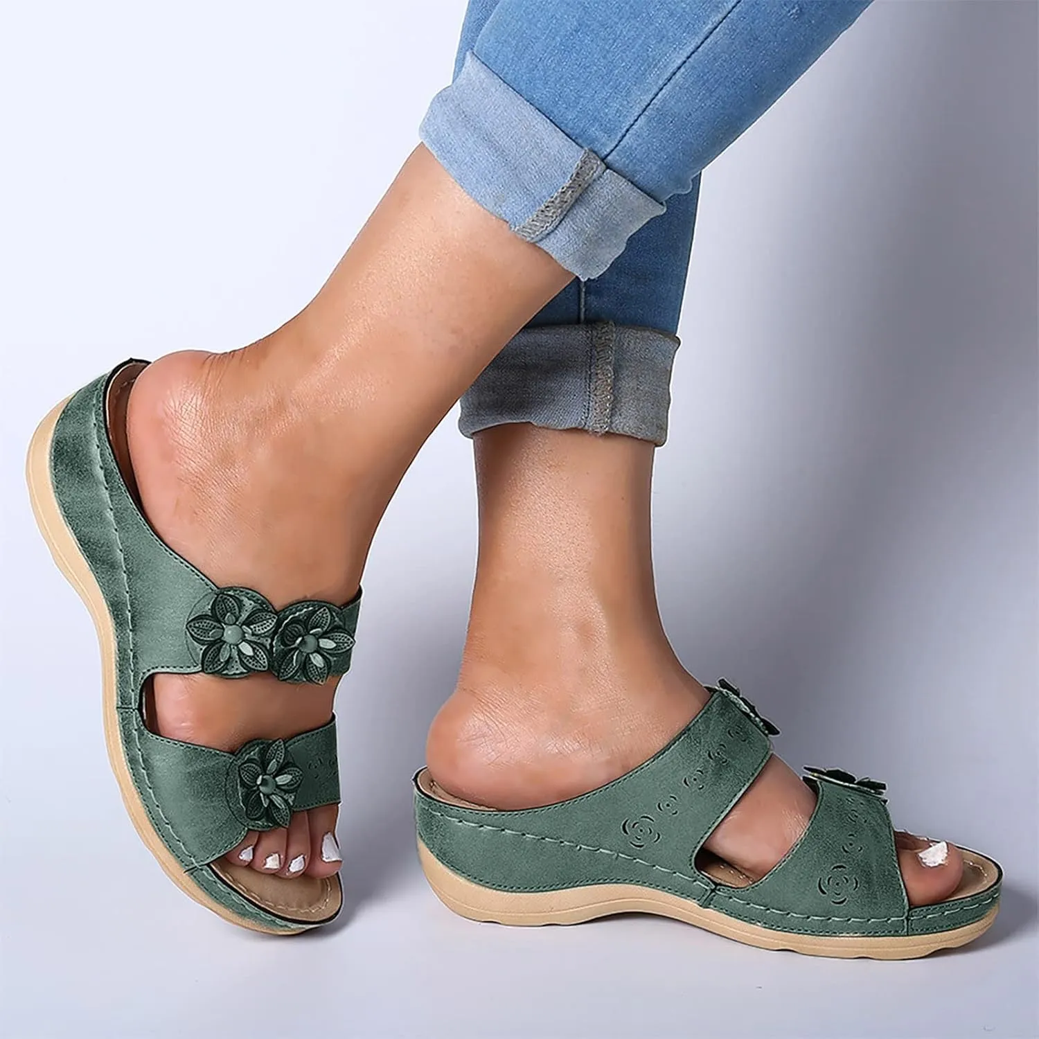 Beach Sandals for Women, Womens Sandals Orthopedic Open Toe Sandals Retro Anti Slip Comfy Breathable Shoes