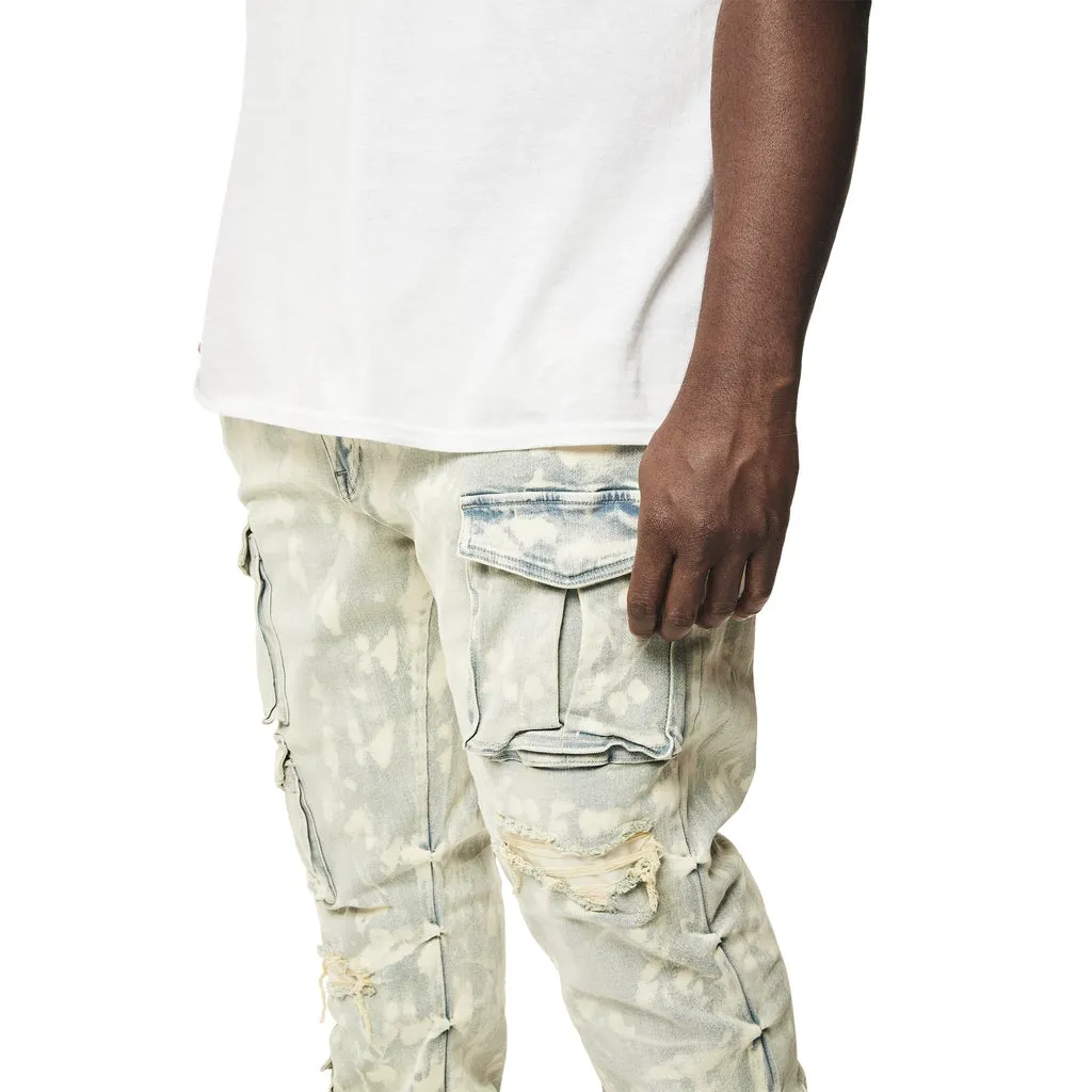Big and Tall - Stacked Utility Multi Colored Cargo Jeans - Seafoam