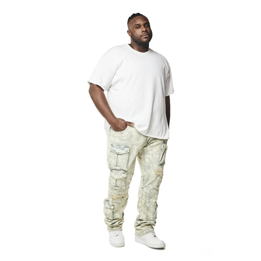 Big and Tall - Stacked Utility Multi Colored Cargo Jeans - Seafoam