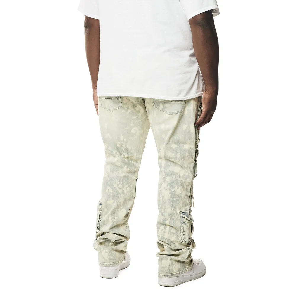 Big and Tall - Stacked Utility Multi Colored Cargo Jeans - Seafoam