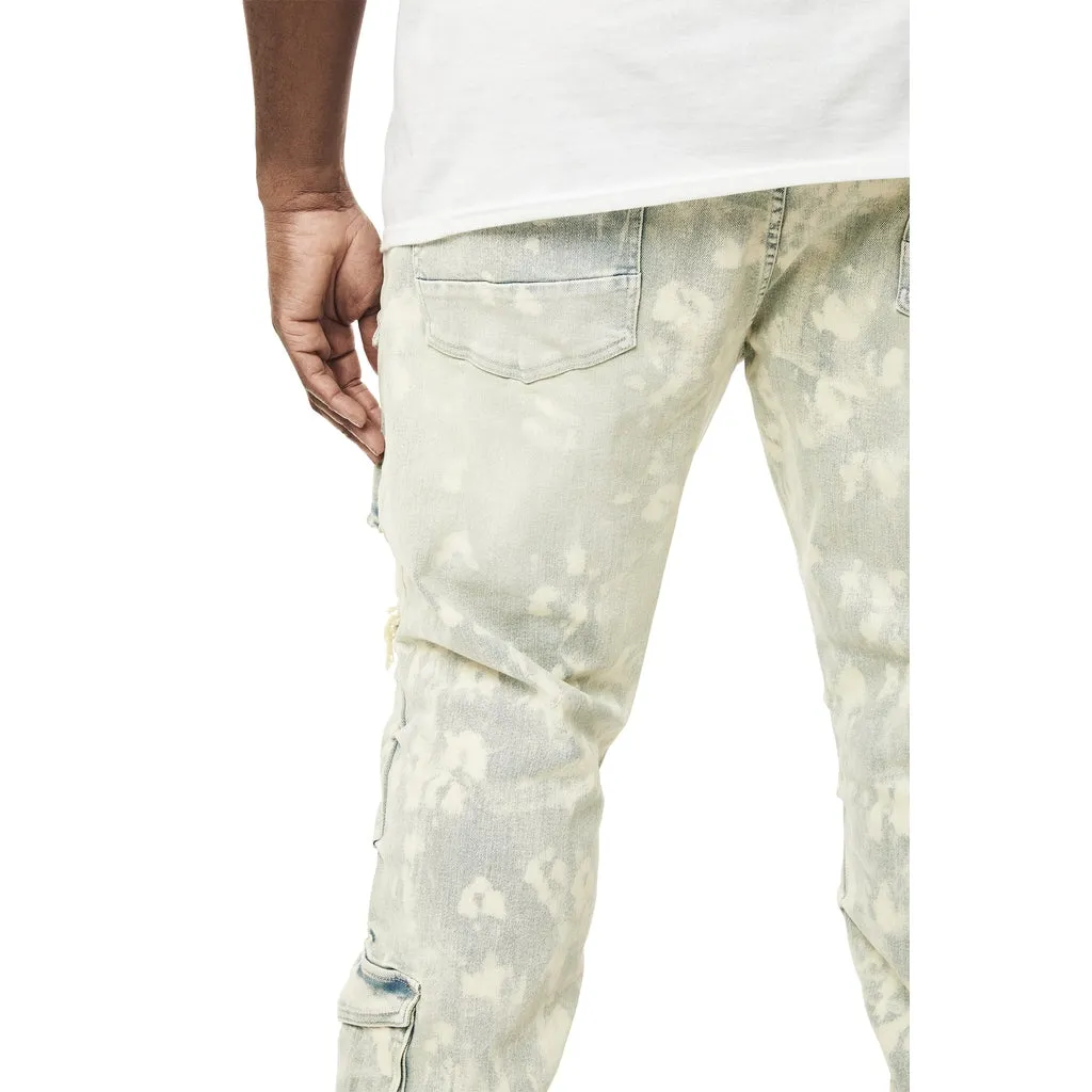 Big and Tall - Stacked Utility Multi Colored Cargo Jeans - Seafoam
